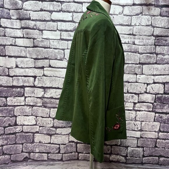 Susan Graver Green Button Down Long Sleeve Jacket Size L - Picture 8 of 9